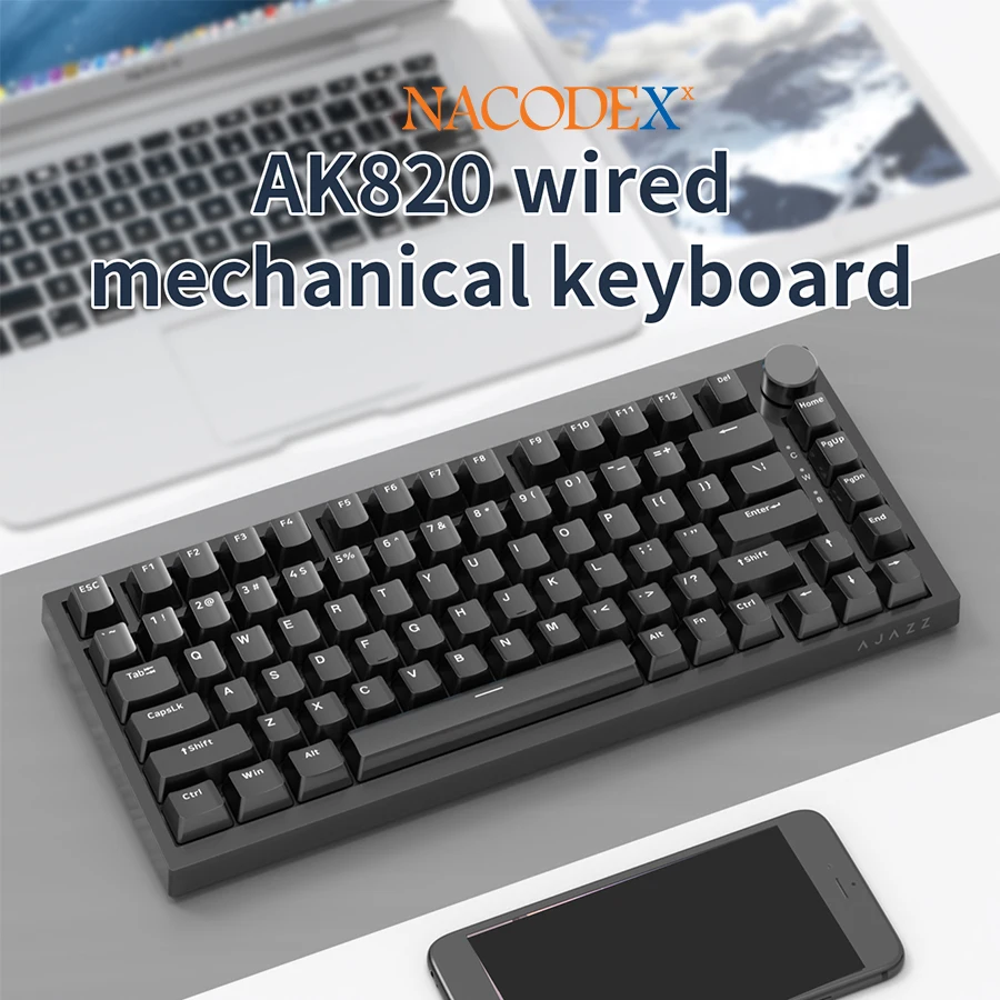Ajazz AK820/AK820Pro 게임용 기계식 키보드 Bluetooth 5.1/무선/C 유선 맞춤형 키보드(노브 핫 스와핑 가스켓 포함)