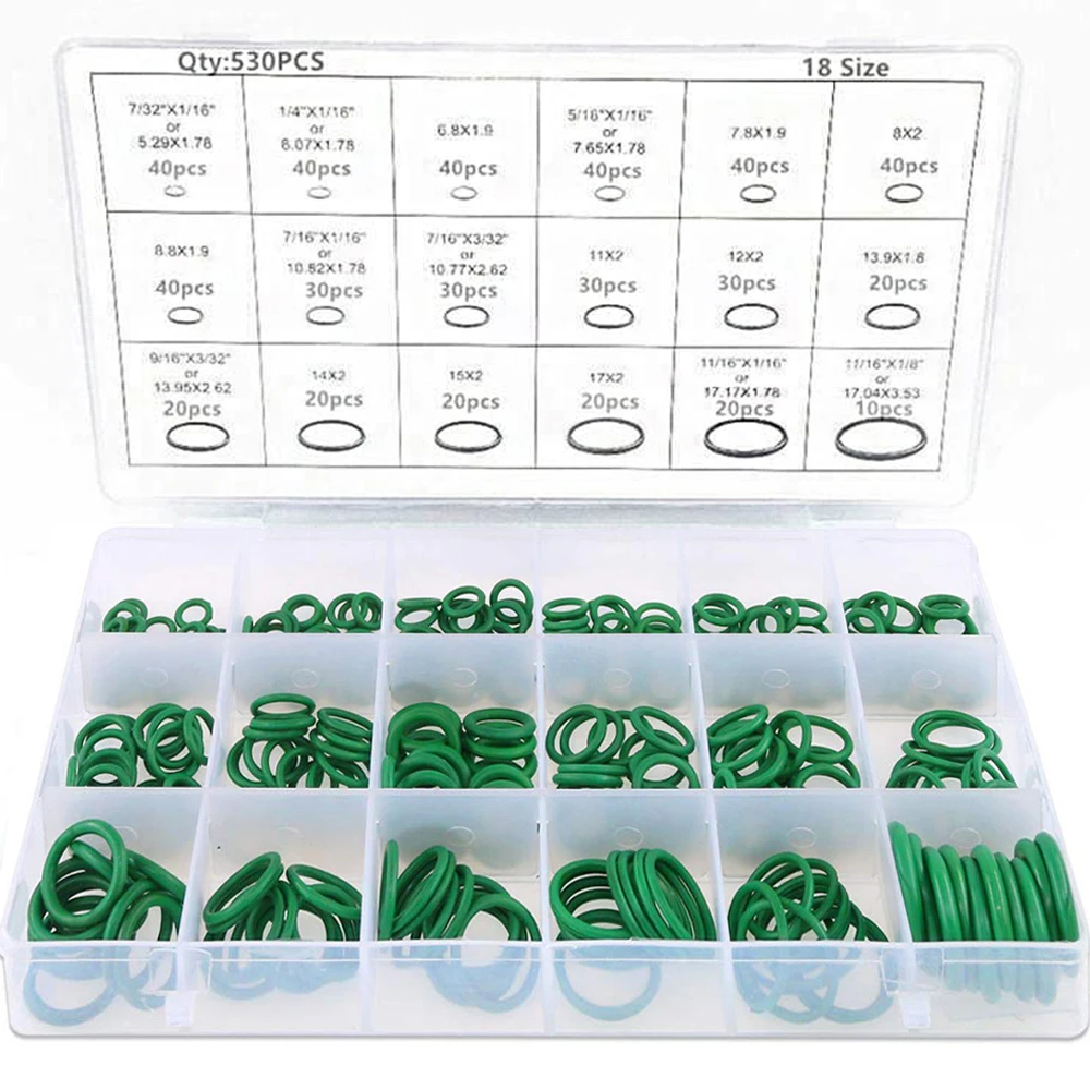 530/225PCS 고무 O 링 내유성 O-링 와셔 가스켓 씰 방수 모듬 다른 크기 플라스틱 상자 키트 세트