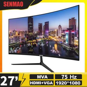 SENMAO 27인치 75hz HDR 커브드 FHD [1920 x 1080] 게이밍 모니터 PC usb Type-c HDMI 초슬림 USB-C MVA 스크린 디스플레이