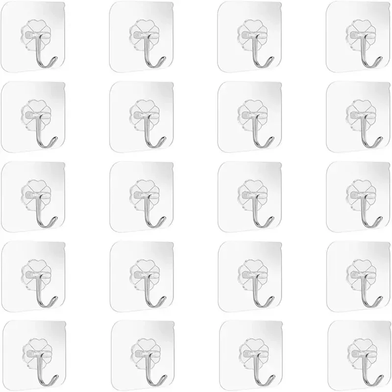 30 Pcs 후크 투명 강력한 자기 접착제 문 벽 걸이 후크 흡입 무거운 부하 랙 컵 빨판 부엌 욕실