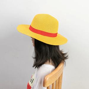 여름 애니메이션 루피 코스프레 노란 밀짚모자 남아 여아 일본 만화 스타일 원시 밀짚 비치 코스프레 야외 모자