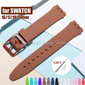 Swatch 용 고무 스트랩 다채로운 스포츠 밴드 교체 손목 남성 여성 팔찌 16mm 17mm 19mm 20mm 실리콘 시계 액세서리