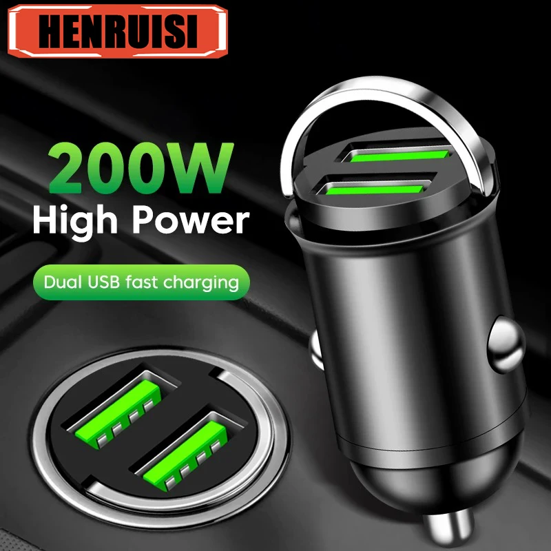 PD 200W USB 차량용 충전기 iPhone 용 고속 충전 자동 휴대 전화 어댑터 Samsung Huawei Xiaomi QC 3.0