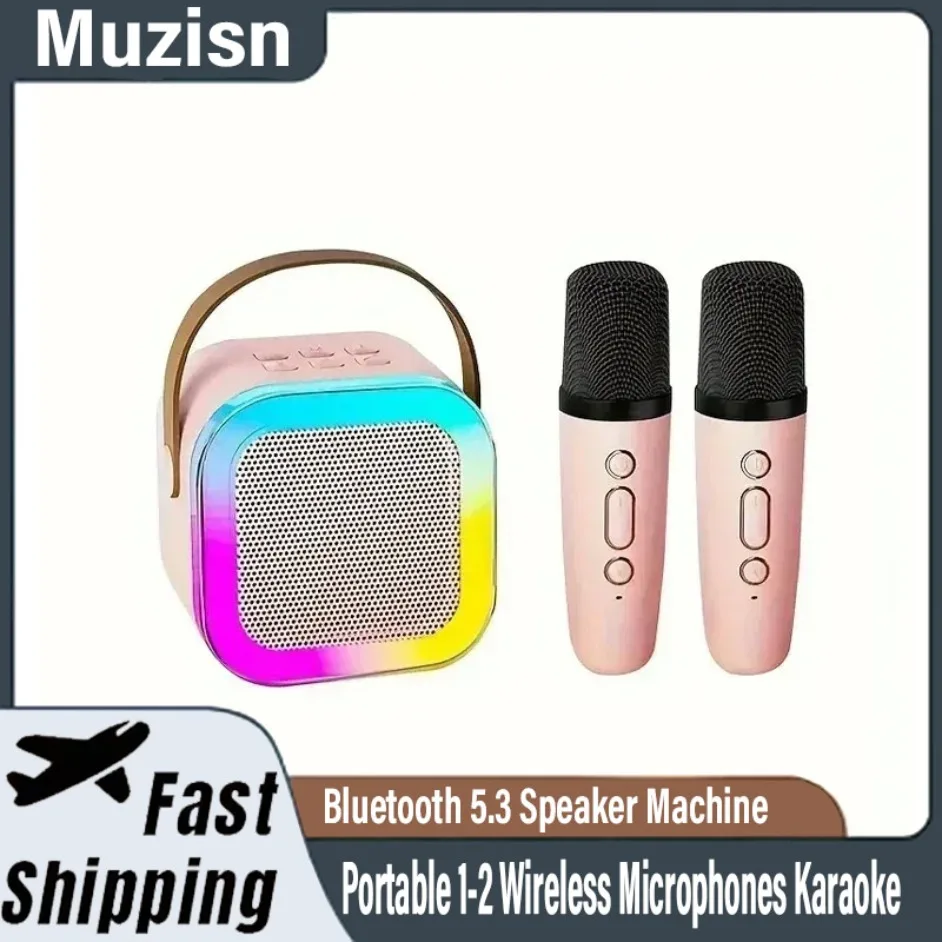 파티를 즐겨보세요 - 휴대용 K12 블루투스 노래방 기계, 5.3 PA 스피커 시스템, 가정용 엔터테인먼트를 위한 무선 마이크 포함