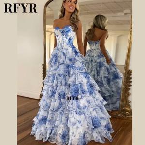 RFYR 라인 꽃 댄스 파티 드레스 Vestidos De Novia Pleated 우아한 댄스 파티 드레스 2025 여성을위한 바닥 길이 파티 드레스 فساتين السهرة