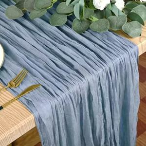Boho Cheesecloth 테이블 러너, 결혼식 신부 샤워 파티 연회를위한 반투명 거즈 패브릭 소박한 TableRunner