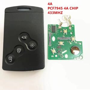 로고 없음! 르노 클리오 4 키 캡처 키 (2013년 이후)용 4버튼 리모컨 키 카드 키리스 스마트 키 433mhz 4A PCF7945/PCF7953 칩