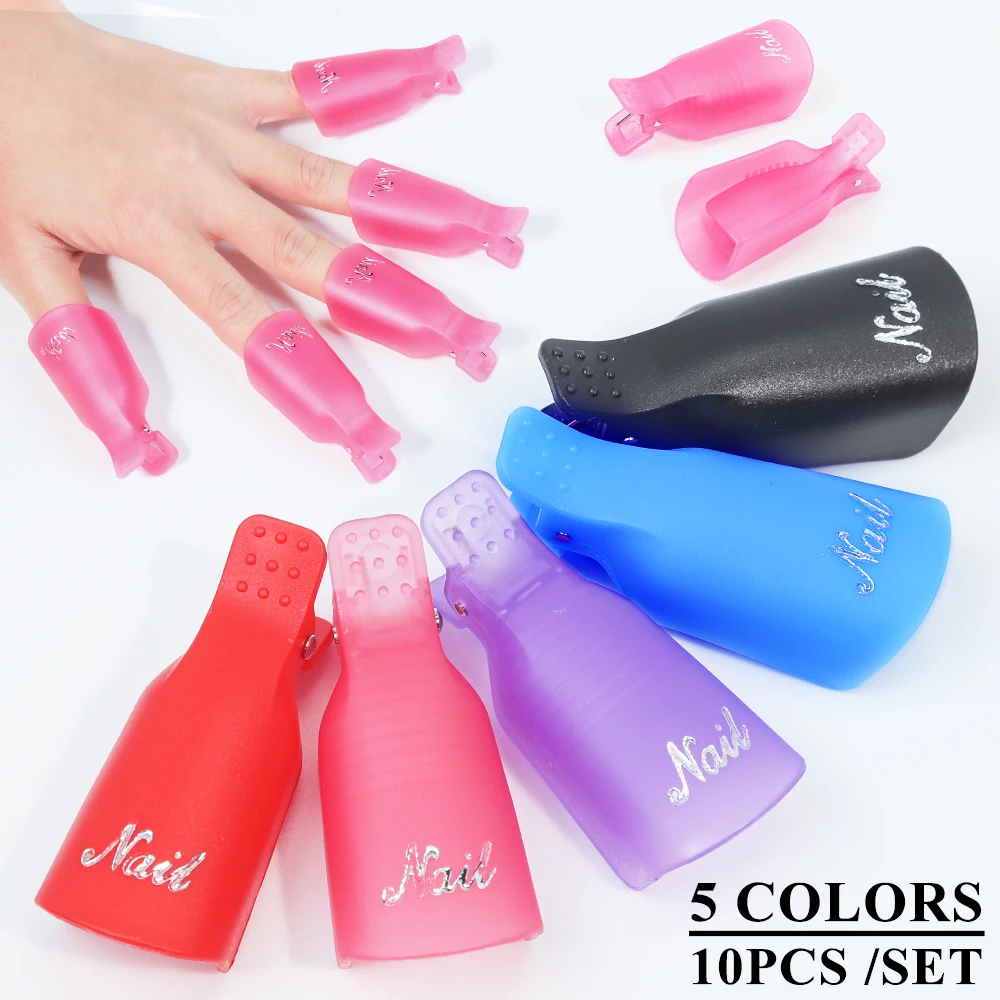 10pcs 네일 아트 손톱 용 캡 클립 UV 젤 폴리시 리무버 랩 폴리시 리무버 클립 매니큐어 클리너 탈지제 아트 도구