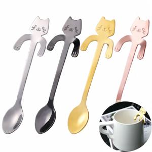 1pc 스테인레스 스틸 크리 에이 티브 고양이 모양의 커피 스푼 티스푼 어린이 스푼 케이크 교반 설탕 수프 디저트