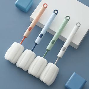 새로운 북유럽 스타일 컵 브러시 긴 손잡이 스폰지 컵 브러시 분리 및 교체 가능한 헤드 아기 병 및 보온병 컵 청소 브러시