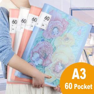 60 포켓 A4 A3 파일 폴더 그림 앨범 문서 보관 가방 디스플레이 도서 그림 그리기 종이 사진 아트 컬렉션 주최자