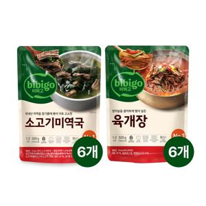 비비고 소고기미역국 500g x6개+육개장 500g x6개