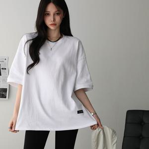 [피핀] 오버핏 라벨 롱 티셔츠 #111279
