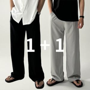 [브리치] 오엔엘 / 1 + 1 아이스 남자냉장고 바지 남자와이드팬츠 통넓은 구김없는