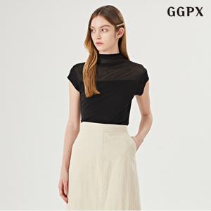 정상가:49,000원 | 페미닌 시스루 반하이넥 슬림 여성 티셔츠 (GOBLW016D)