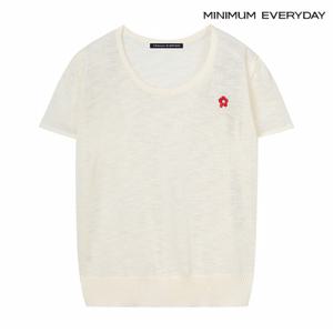 정상가:59,000원 ㅣ [미니멈 에브리데이]플라워 자수 라운드 니트 (EB2KT028D)