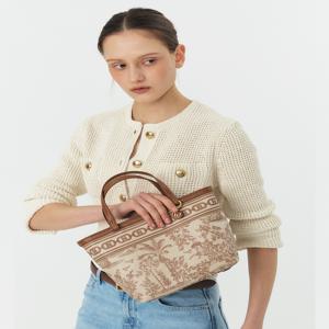 헤지스 액세서리 [25SS] HIBA5E621W2 [뜨왈드주이][H.Toile] H 뜨왈 브라운 코티드 캔버스 토트겸