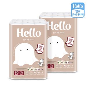 코튼파우더향 천연펄프 3겹 화장지 30m 30롤 2팩