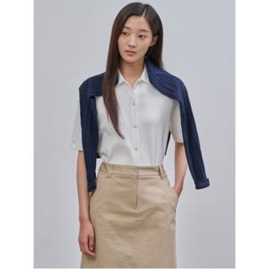 [24FW]골지 T칼라 반소매 저지 카디건  아이보리(BF4742C510)