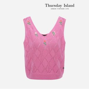 [Thursday Island] 플로럴 아가일 V넥 베스트(T234MVT238W)