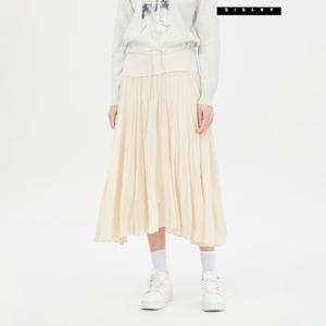 레이 배색 주름 스커트 SASK05411