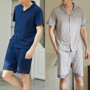[2+2]  남성 면스판 여름 파자마 잠옷 상하의 세트 (L01M-4)