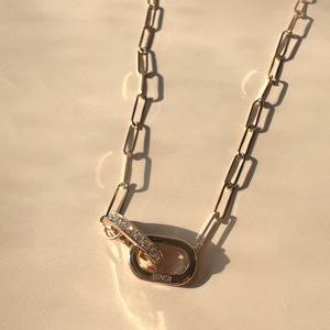14k 18k 임페리얼 링크드 바이츠 체인 목걸이(모이사나이트)