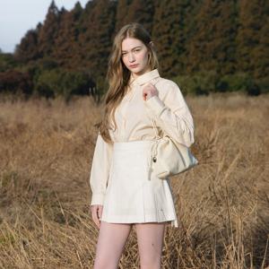VELO pleats mini skirt_WHITE