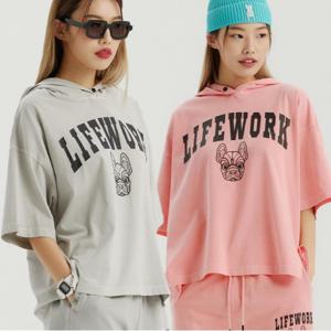 [라이프워크] 여성 유니버시티 피그먼트 후드 티셔츠_LW232HD661