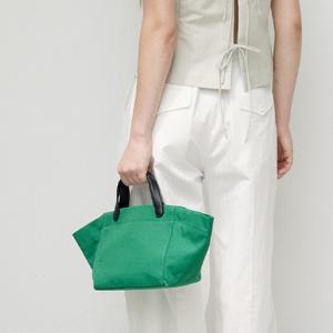 [정상가 148,000원]LEATHER-HANDLE CABAS BAG - GREEN