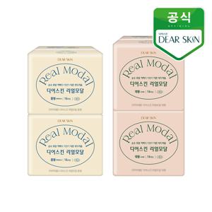 생리대 디어스킨 리얼모달 중형 뉴 16p 2개 + 대형 뉴 14p 2개 + 생리대 4P