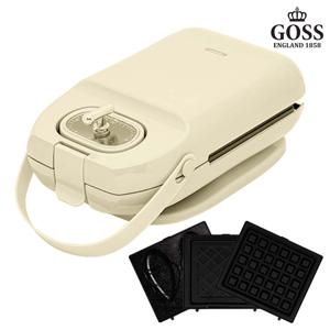 [고스] 베이지 3in1 타이머 와플메이커 샌드위치 붕어빵 와플 간식 GSW-SM308CK