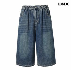 정상가:89,000원 ㅣ 와이드 버뮤다 데님 밴딩 팬츠 (BX2PT012L0)