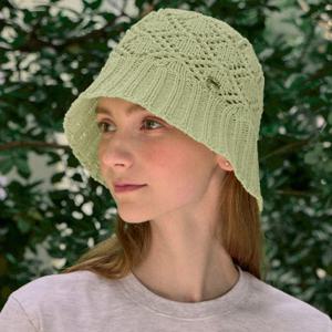 Crochet Knit Bucket Hat - Light Green