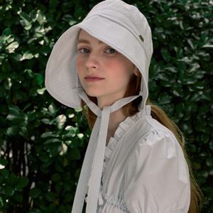 Ribbon Stripe Bonnet Hat - Light Blue