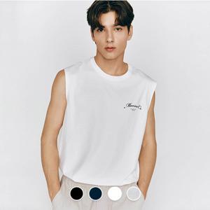 남성 여름 코튼 저지 면 슬리브리스 민소매 나시 프린트 머슬티 095507