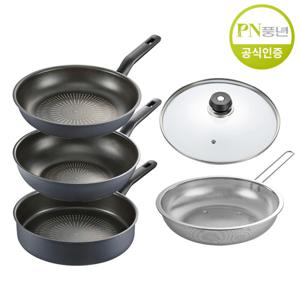 PN풍년 메가티타늄IH 프라이팬 28cm 5종 세트 프라이팬+궁중팬+깊은팬+유리뚜껑+마스터볼