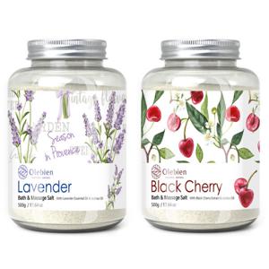 올레비엔 바스 마사지 솔트  라벤더 500g+블랙체리 500g