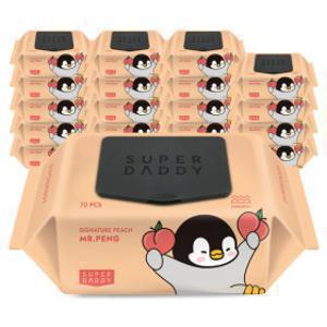 아기물티슈 70평량 20팩 슈퍼대디 미스터펭 피치 캡형 70매 저자극 고평량