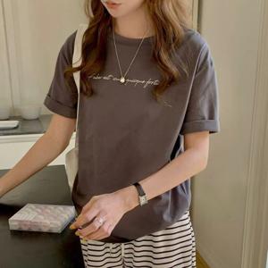베이직 여성 반팔티 라운드넥 레터링 면 여름 티셔츠 CINDY24
