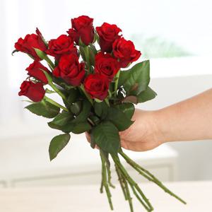 (고급화병증정) 생화 빨강장미 10송이(1단) 작약 5대(1단) 리시안셔스(반단) 꽃배달 꽃다발