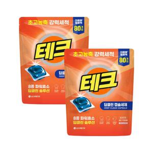 테크 딥클린 초고농축 캡슐세제 프레쉬향 80개입 2개