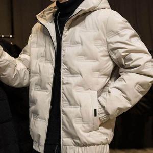 남자 레귤러핏 누빔 밴딩 후드 경량패딩 도톰 하프잠바 웰론 숏점퍼 블랙 카키 아이보리(3 color)