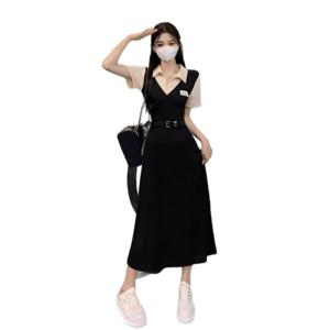 여름 신상 폴로넥 순욕풍 스칼렛 미디 원피스 스쿨룩 슬림핏 스커트