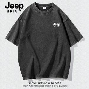 JEEP SPIRIT 순면 반팔 여름 커플 라운드 티셔츠