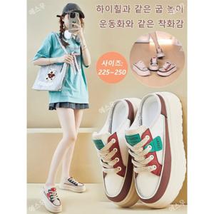 1/1+1 두꺼운 밑창의 반슬리퍼 여름 하프 슬리퍼  키높이 통굽 메쉬  반토 슈즈  초경량인체공학높이 5cm
