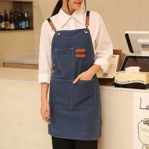 피요르드 네이비 바리스타 원피스 앞치마 카페 주방 미용실 식당 신혼 유치원 이지오 앞치마 제작전문
