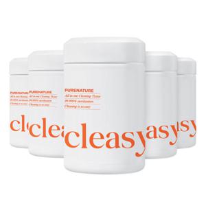 퓨어네이처 Cleasy 클리지 세정살균 청소용물티슈 180매입 5통 99% 살균 항균 저자극 세정티슈 청소티슈