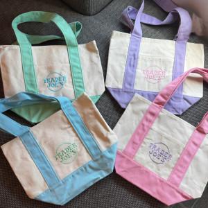1+1 TRADERS JOES 트레이더스 조 캔버스 에코백 숄더백 토트백 다용도 미니백 데일리 가방 파스텔 컬러