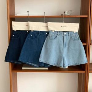 여성 데님 팬츠 A라인 밴딩 하이웨스트 여름 캐주얼 청 반바지 BLACKTEA52